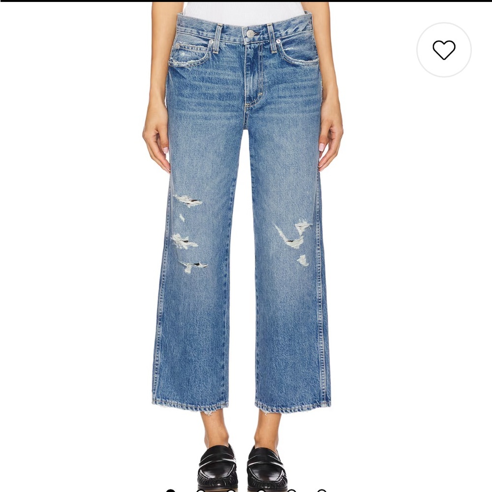 AMO Distressed Billie Blue Wide-Leg Jeans